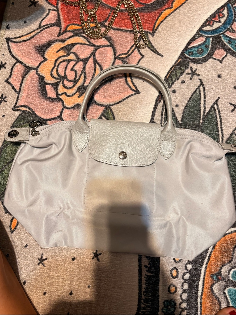 Longchamp Crossbody/Shoulder Nylon Tote in Light Gray